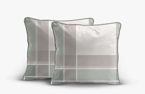 Komplet poszewek z perkalu 40x40 Szaro Zielono Beżowa Krata Lame Percale