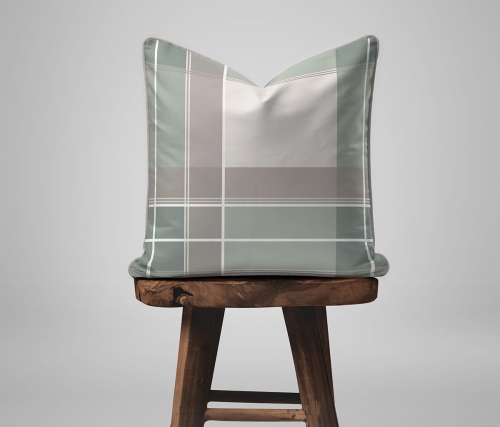 Komplet poszewek z perkalu 40x40 Szaro Zielono Beżowa Krata Lame Percale