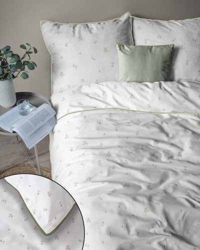 Pościel z perkalu 160x200 Drobne Stokrotki Lame Percale