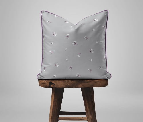 Komplet poszewek z perkalu popielatych 40x40 Drobne Stokrotki Lame Percale