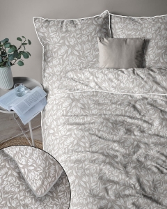 Pościel z perkalu 160x200 Beżowa w Kwiaty Lame Percale