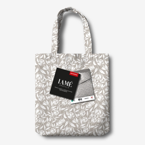 Pościel z perkalu 220x200 Beżowa w Kwiaty Lame Percale