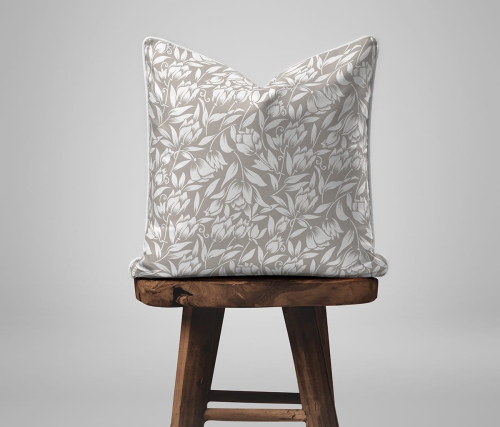 Komplet poszewek z perkalu 40x40 Beżowa w Kwiaty Lame Percale