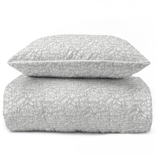 Pościel z perkalu 160x200 Popielata w Kwiaty Lame Percale