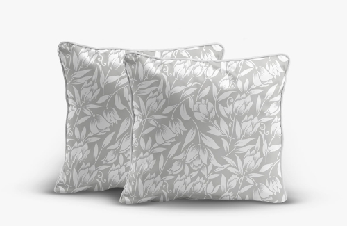 Komplet poszewek z perkalu 40x40 Popielata w Kwiaty Lame Percale