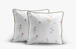 Komplet poszewek z perkalu białych 40x40 Polne Kwiaty Lame Percale
