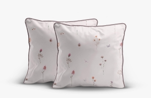 Komplet poszewek z perkalu pudrowych 40x40 Polne Kwiaty Lame Percale