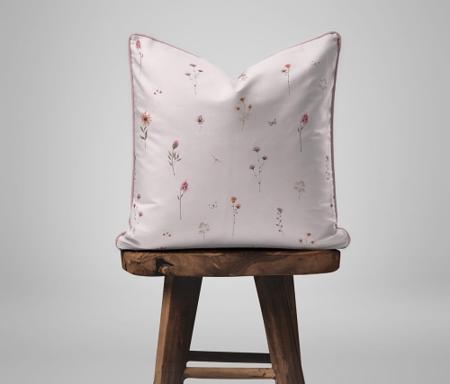 Komplet poszewek z perkalu pudrowych 40x40 Polne Kwiaty Lame Percale