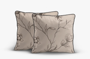 Komplet poszewek z perkalu ciemno beżowych 40x40 Kwiaty Lame Percale