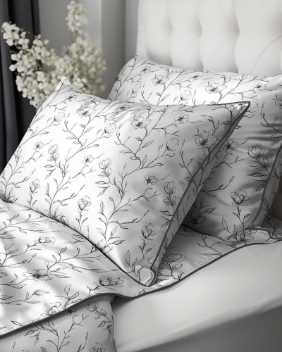 Pościel z perkalu 160x200 Biało Czarna Lame Percale