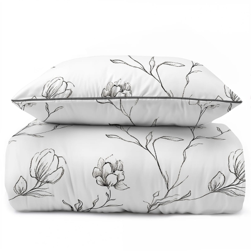 Pościel z perkalu 160x200 Biało Czarna Lame Percale