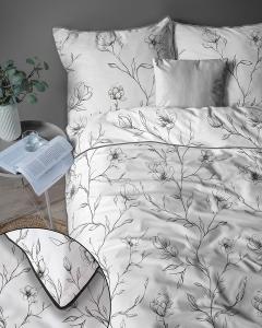 Pościel z perkalu 220x200 Biało Czarna Lame Percale