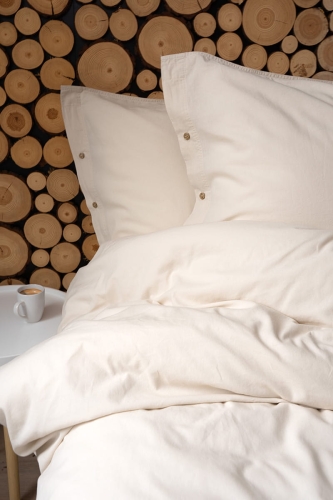Pościel Pure Eco Line bawełniana 220x200 beżowa z guziczkami