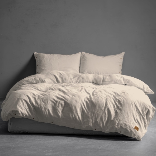 Pościel Pure Eco Line bawełniana 220x200 beżowa z guziczkami