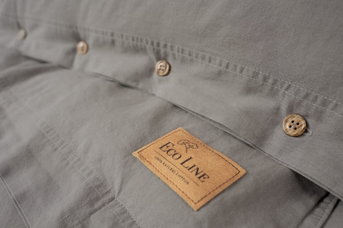 Pościel Pure Eco Line bawełniana 160x200 ciepłoszara z guziczkami