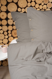 Pościel Pure Eco Line bawełniana 220x200 ciepłoszara z guziczkami