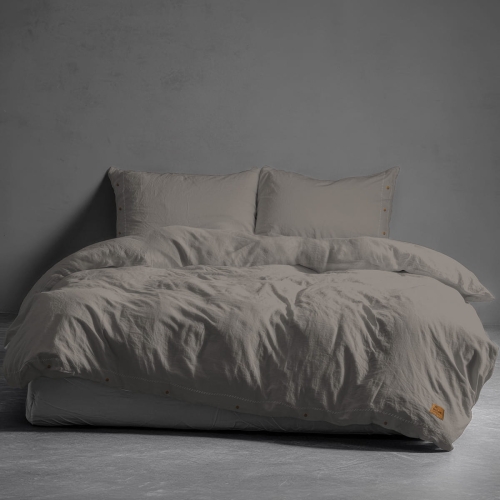 Pościel Pure Eco Line bawełniana 220x200 ciepłoszara z guziczkami