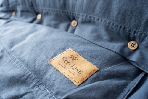 Pościel Pure Eco Line bawełniana 160x200 denim z guziczkami