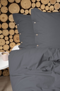 Pościel Pure Eco Line bawełniana 160x200 grafitowa z guziczkami