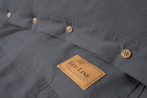 Pościel Pure Eco Line bawełniana 220x200 grafitowa z guziczkami