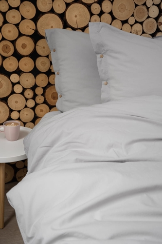 Pościel Pure Eco Line bawełniana 160x200 jasnoszara z guziczkami