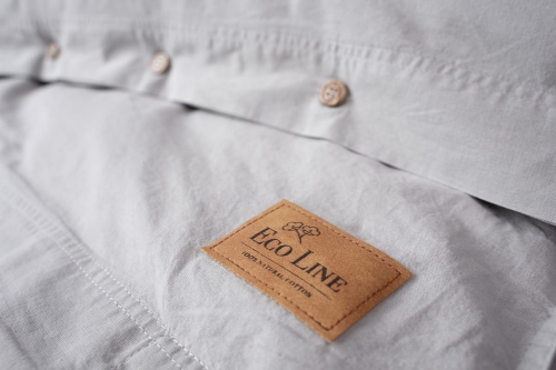 Pościel Pure Eco Line bawełniana 160x200 jasnoszara z guziczkami