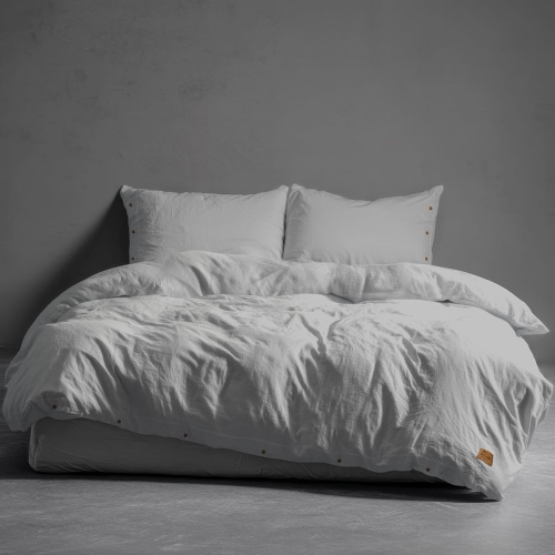 Pościel Pure Eco Line bawełniana 220x200 jasnoszara z guziczkami