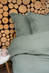 Pościel Pure Eco Line bawełniana 220x200 miętowa z guziczkami