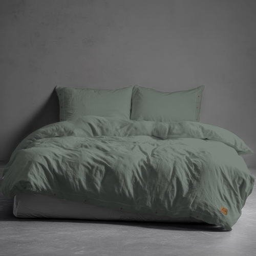 Pościel Pure Eco Line bawełniana 220x200 miętowa z guziczkami