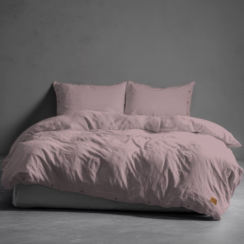 Pościel Pure Eco Line bawełniana 220x200 pudrowy róż z guziczkami