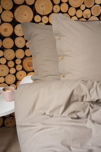 Pościel Pure Eco Line bawełniana 160x200 taupe z guziczkami