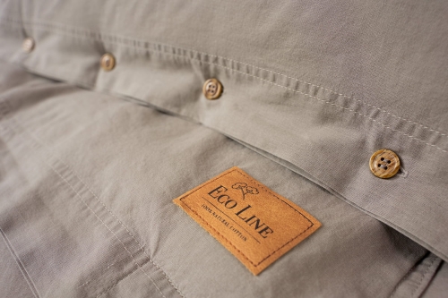 Pościel Pure Eco Line bawełniana 220x200 taupe z guziczkami