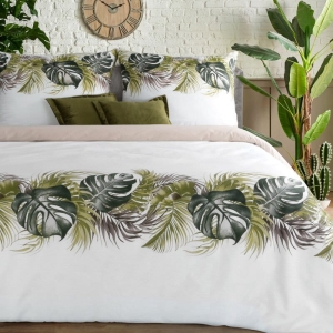 Komplet pościeli bawełnianej w tropikalne liście 220x200 Amber