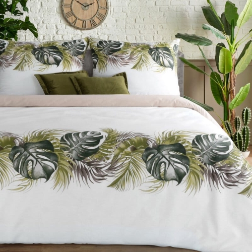 Komplet pościeli bawełnianej w tropikalne liście 220x200 Amber