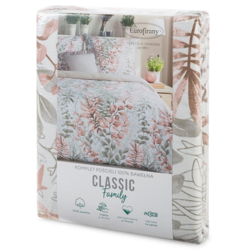 Komplet pościeli bawełnianej w liście 220x200 Fressia