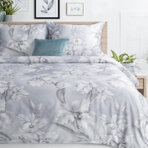 Ekskluzywna pościel Premium 220x200 w delikatny, szkicowy wzór kwiatowy