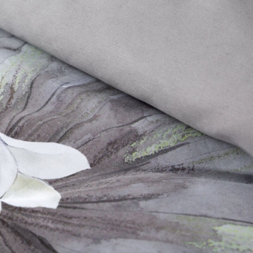 Ekskluzywna pościel Premium popielata 220x200 w jasne kwiaty