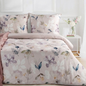 Ekskluzywna pościel Premium pudrowa 220x200 w kwiaty