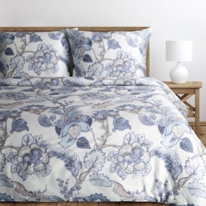 Ekskluzywna pościel Premium 220x200 roślinny wzór w odcieniach niebieskiego