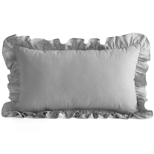 Poszewka bawełniana z falbanką 30x50 srebrna