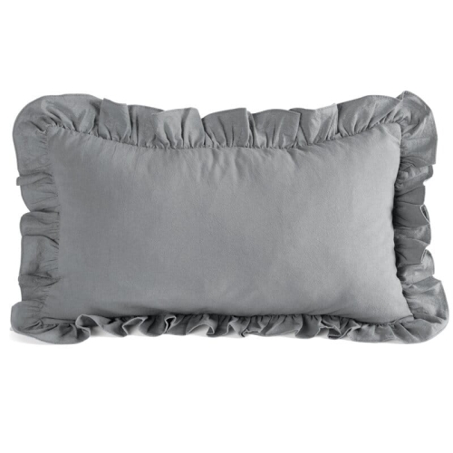 Poszewka bawełniana z falbanką 30x50 stalowa