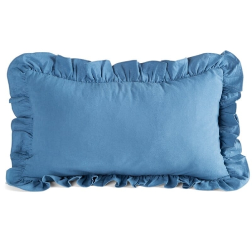 Poszewka bawełniana z falbanką 30x50 granatowa