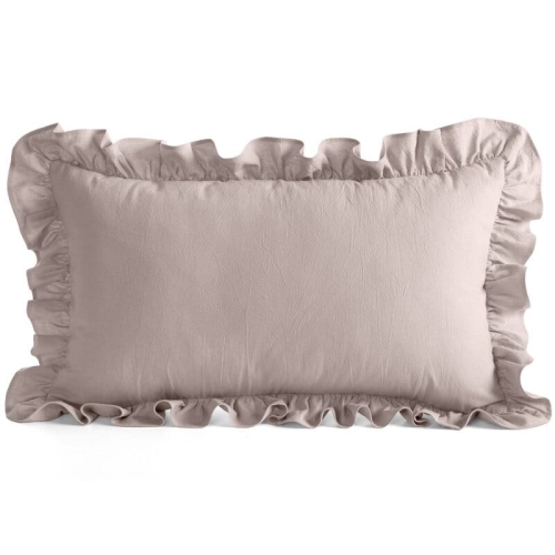 Poszewka bawełniana z falbanką 30x50 pudrowa