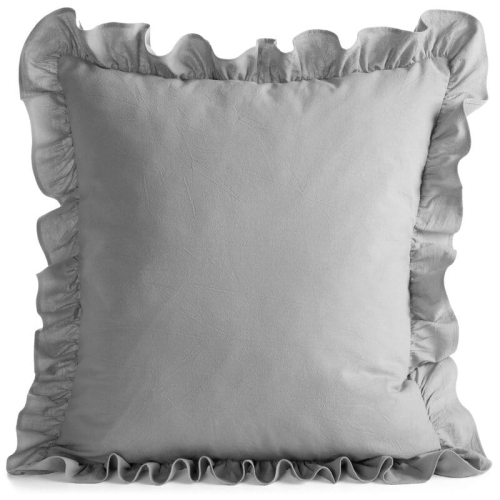 Poszewka bawełniana z falbanką 45x45 srebrna