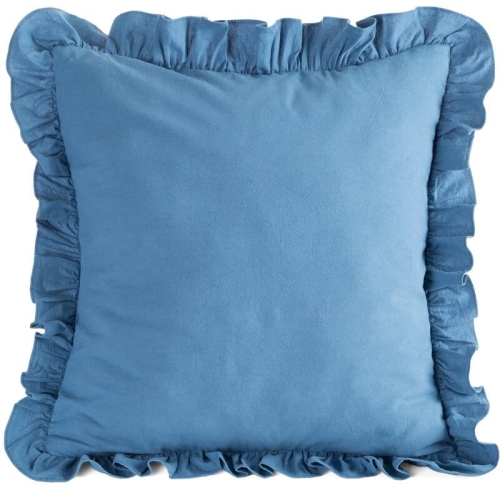 Poszewka bawełniana z falbanką 45x45 granatowa