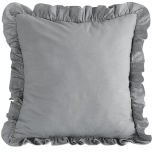 Poszewka bawełniana z falbanką 45x45 stalowa