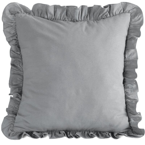 Poszewka bawełniana z falbanką 45x45 stalowa