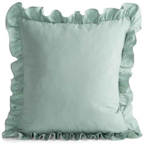 Poszewka bawełniana z falbanką 45x45 szałwiowa