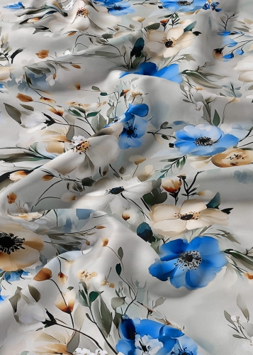 Komplet pościeli Home Satin z satyny bawełnianej 220x200 w akwarelowe kwiaty