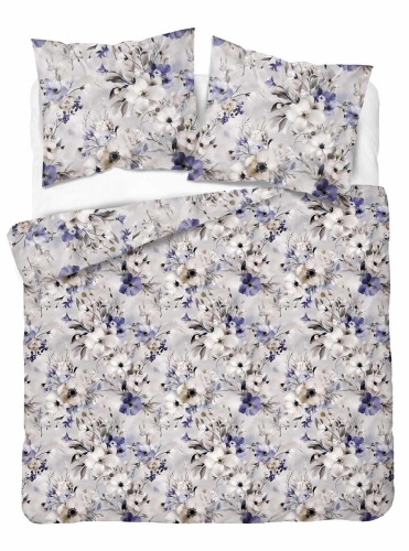Komplet pościeli Home Satin z satyny bawełnianej 160x200 w fioletowe i kremowe kwiaty